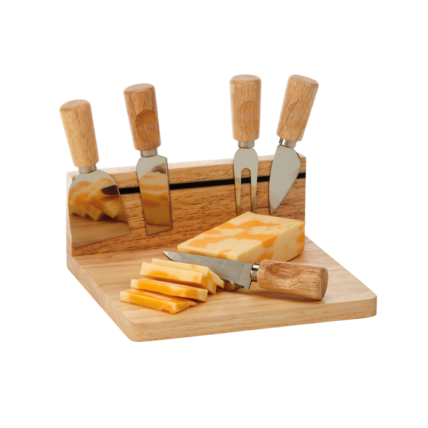 Rubberwood Magnetic Cheese Board Set with 5 Tools
