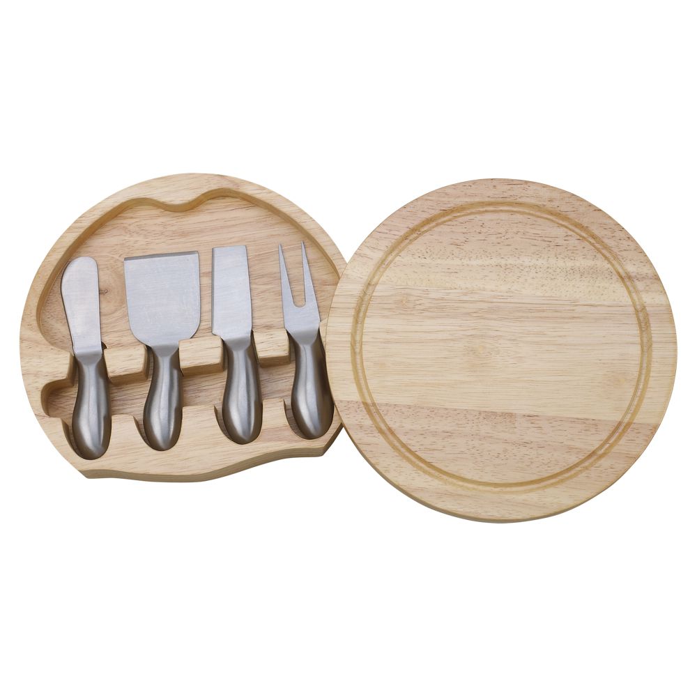 Round Swiveling Cheeseboard with 4 Stainless Steel Utensils