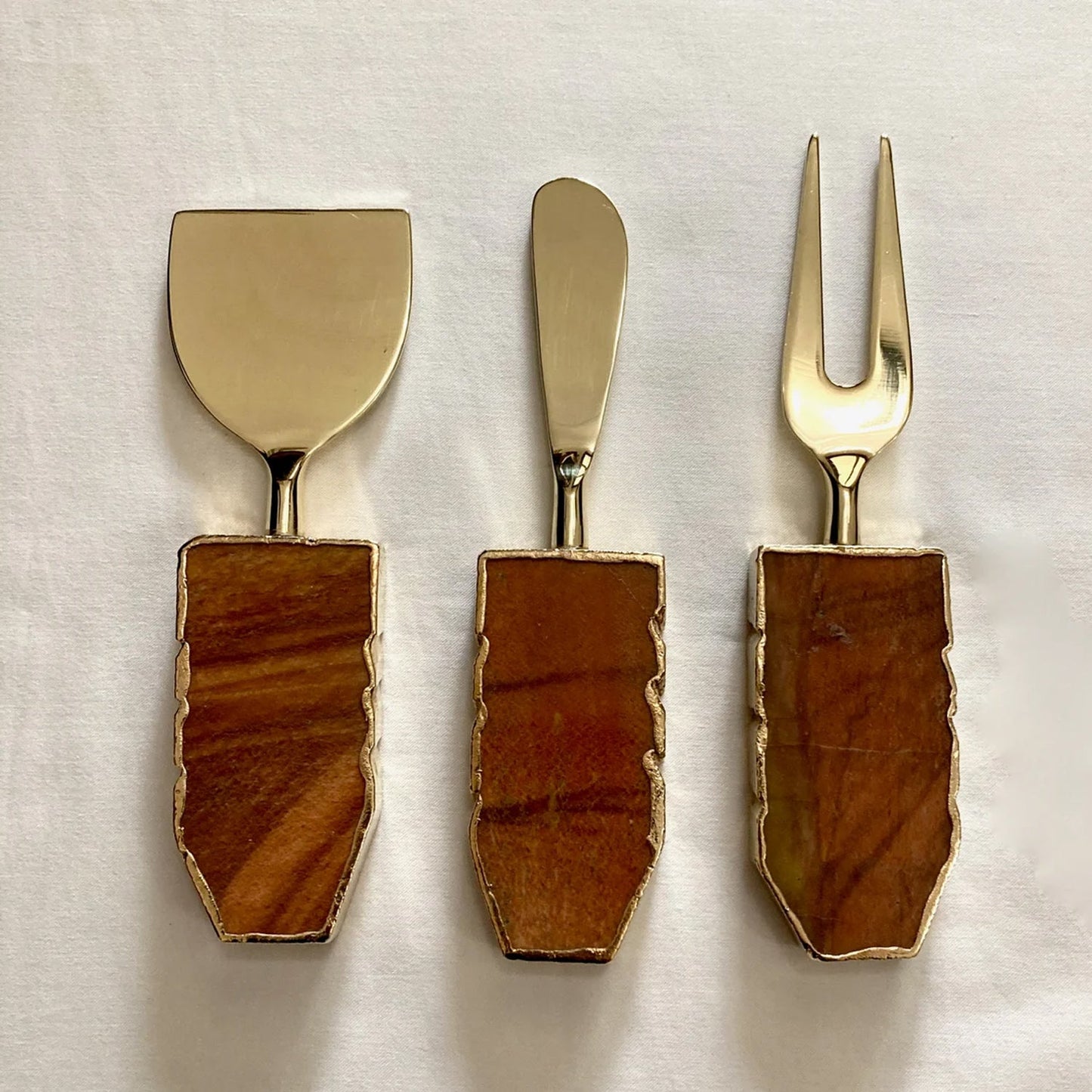 Set of 3 Rust Brown Cheese Knives/Spreaders