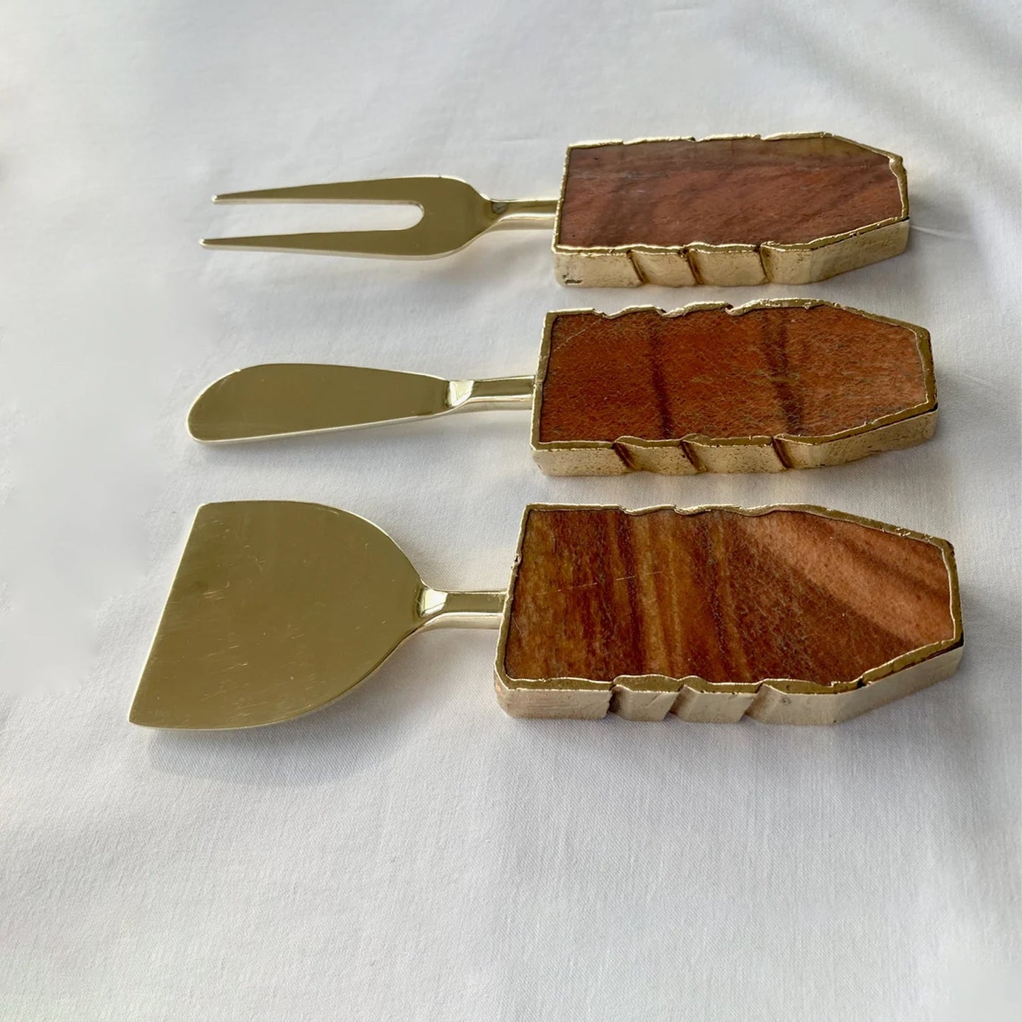 Set of 3 Rust Brown Cheese Knives/Spreaders