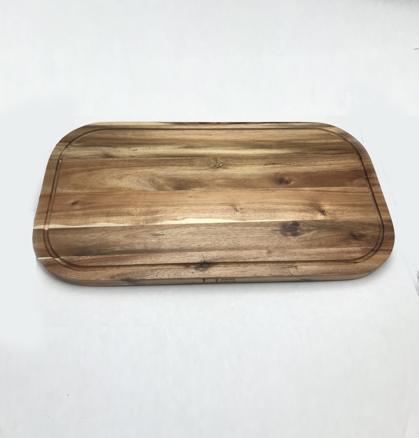 Zavis Green Acacia Wood Serving Rounded Cutting Board With Juice