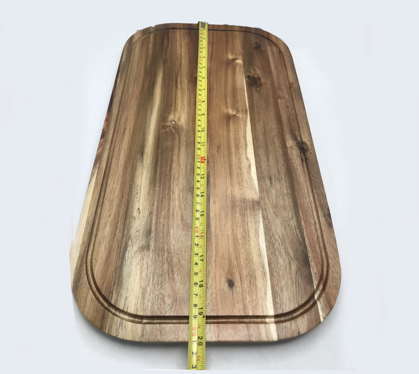 Zavis Green Acacia Wood Serving Rounded Cutting Board With Juice