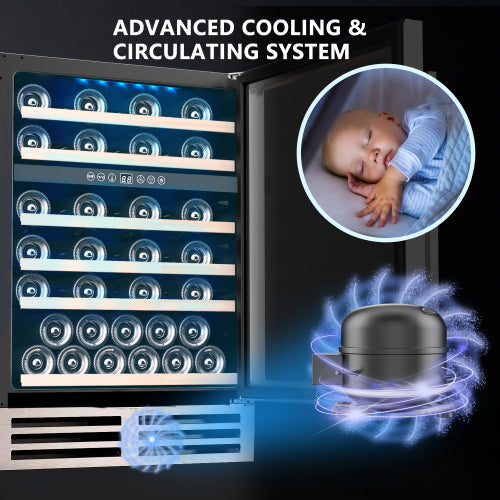 24 Inch Beverage and Wine Cooler Dual Zone Wine Refrigerator