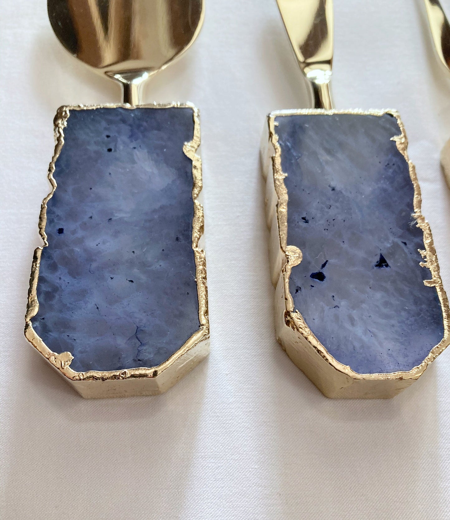 Set of 3 Light Ink Blue Agate Cheese Knives/Spreaders