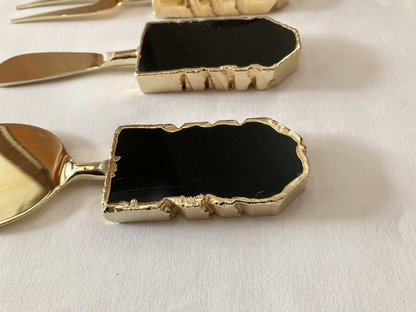 Set of 3 Black Agate Cheese Knives/Spreaders