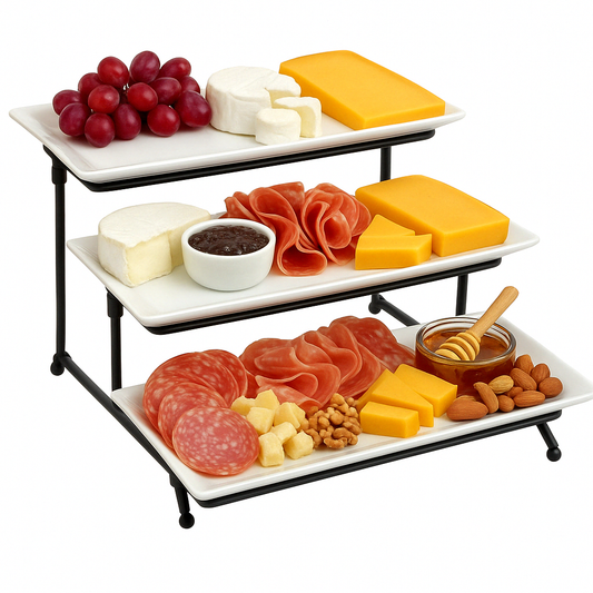 3 Tier Rectangular Plate Porcelain Serveware Set